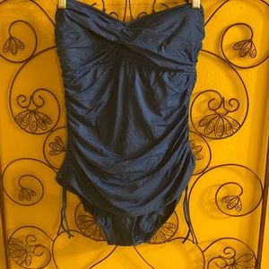 Women Halter top Blue one piece swimsuit